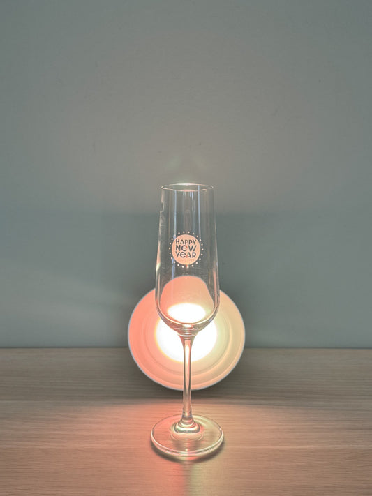 Champagneglas Happy New Year Circle