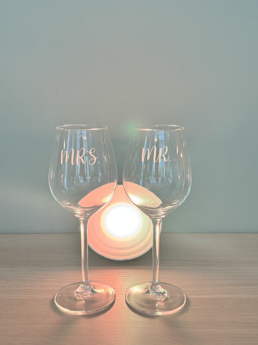 Wijnglas set Mr. & Mrs.