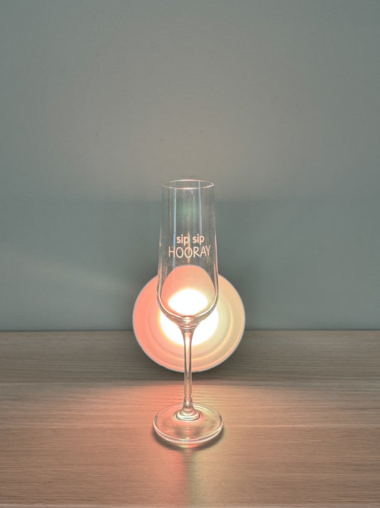Champagneglas sip sip hooray